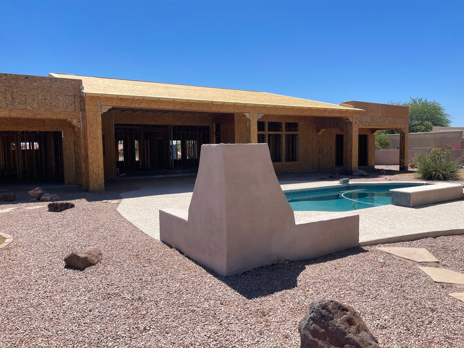 Modern custom home under construction in Apache Junction Arizona