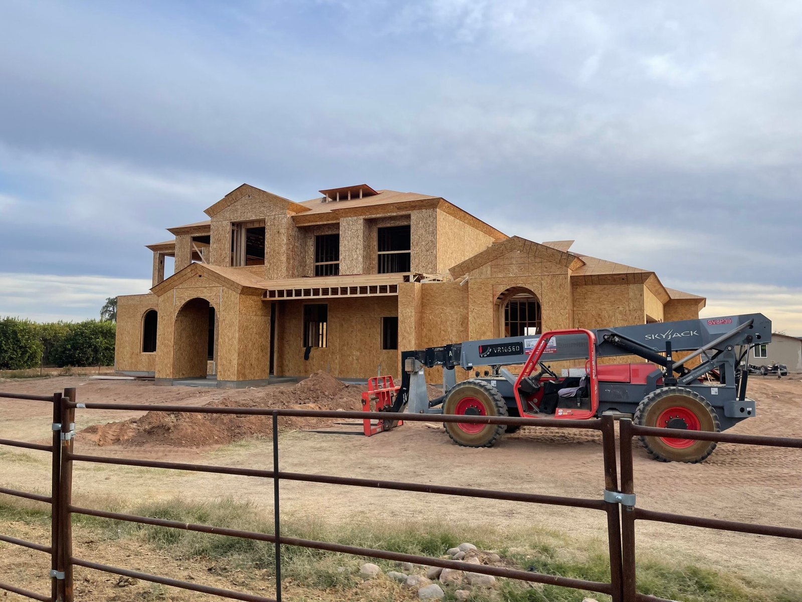 Two-story custom home under construction in Arizona